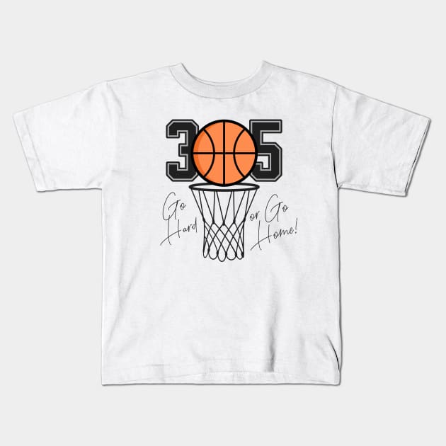 305 Miami Basketball Kids T-Shirt by Spark of Geniuz